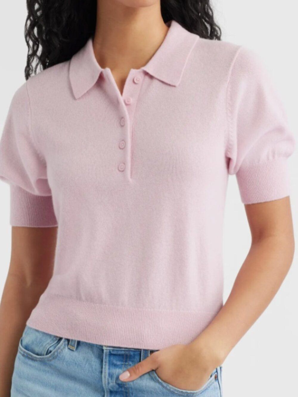 Reformation Skye Cashmere Polo Preppy Light weight Sweater Size Large NWT